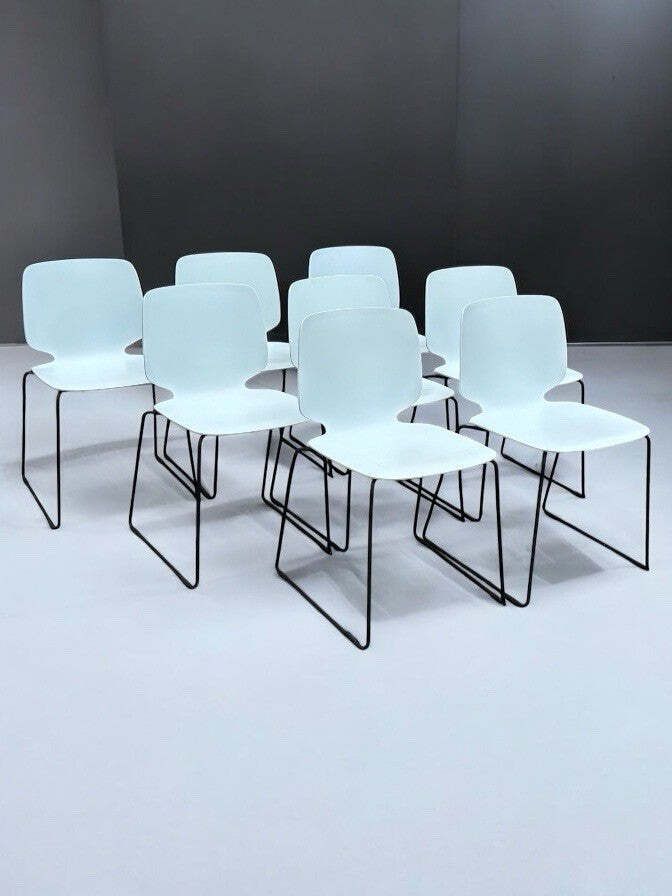 8 Pedrali   Babila Stacking Indoor / Outdoor Dining Chairs. photo vintage