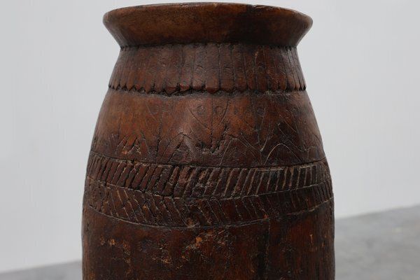Rustic Wabi Sabi Style Vase In Wood, France, 1800s photo furniture