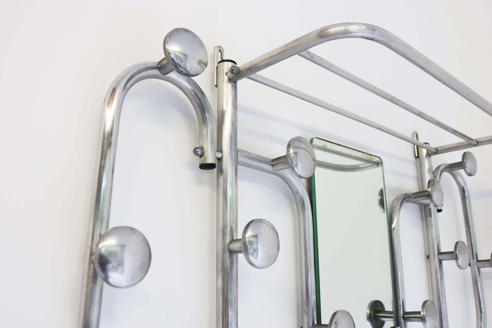 Art Deco Polished Aluminum Hall Tree Umbrella Stand Coat Rack Bauhaus photo for sale
