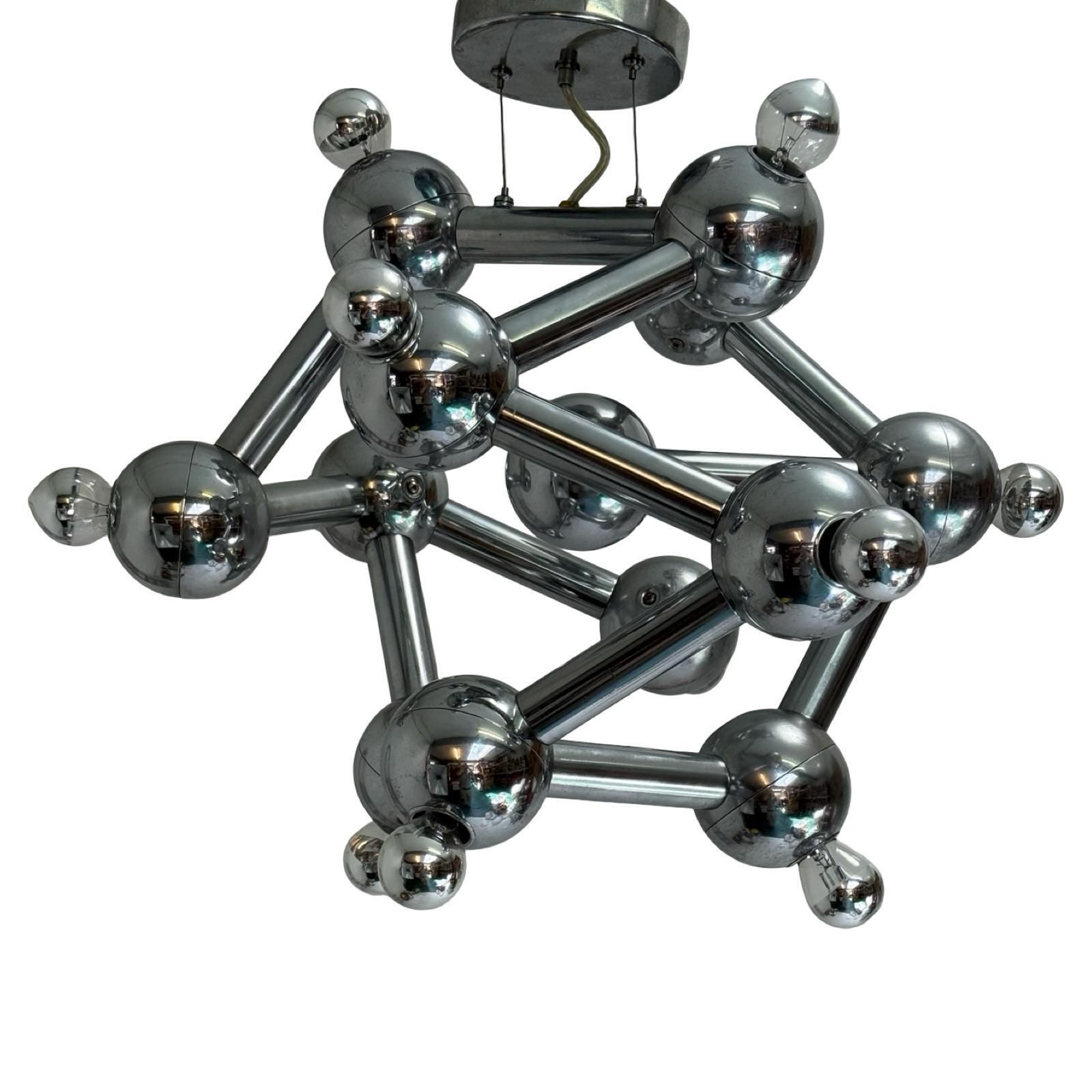 Paul De Haan For Jolina Lighting   Chromed Pendant   Model Name: Kolja's Favorite   Dutch Design   Sputnik Or Atom Shaped Design photo for sale