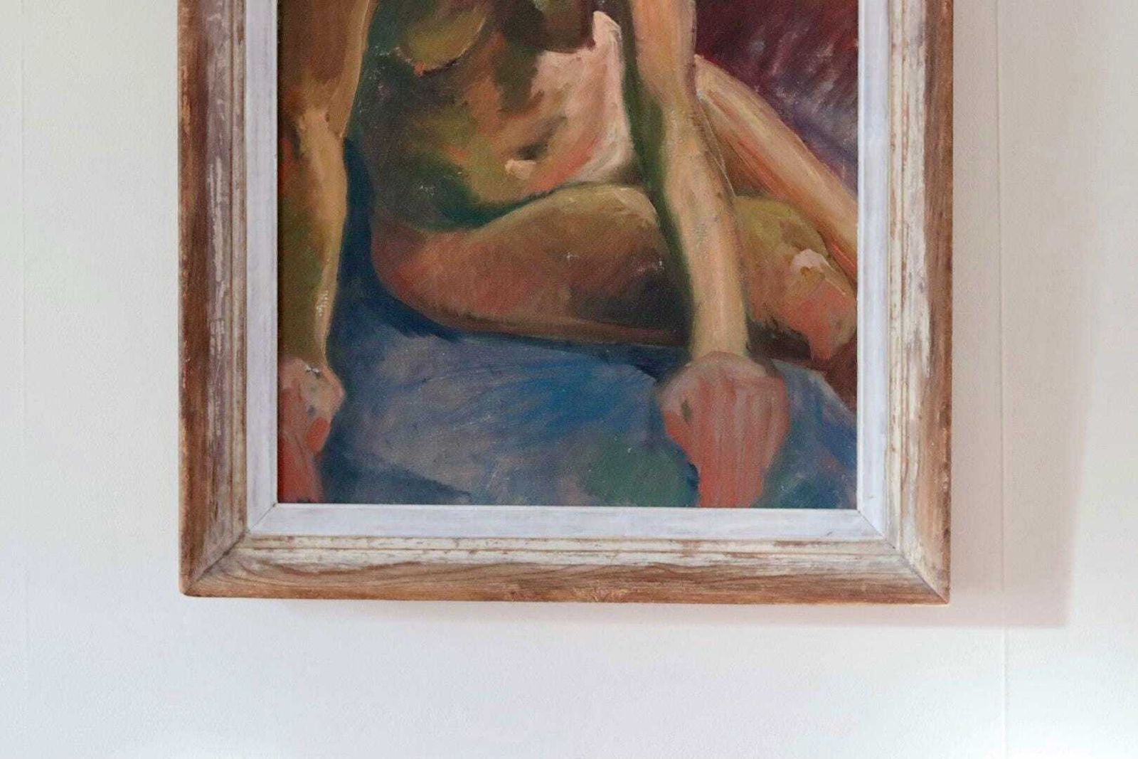 Mid 20th Century Original Oil On Canvas – Nude Woman – Vintage & Framed, 41 X 60 Cm / 16.1 X 23.6 In photo for sale