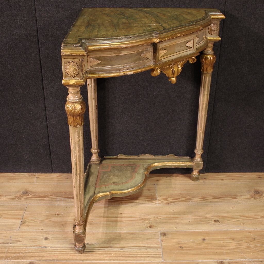 20th Century Italian Lacquered Corner Cabinet In Louis XVI Style photo furniture