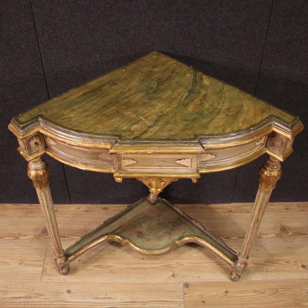 photo furniture 20th Century Italian Lacquered Corner Cabinet In Louis XVI Style