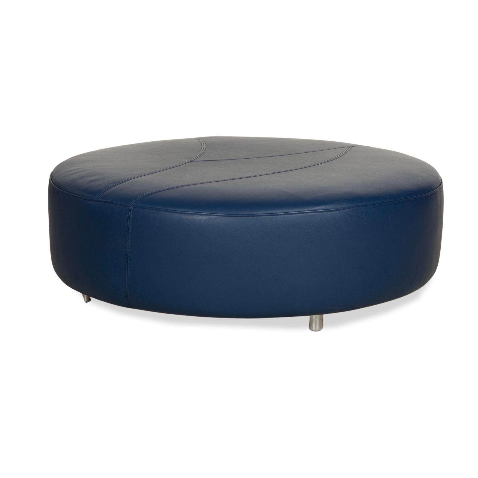 Roche Bobois Tangram Leather Stool Blue photo vinterior