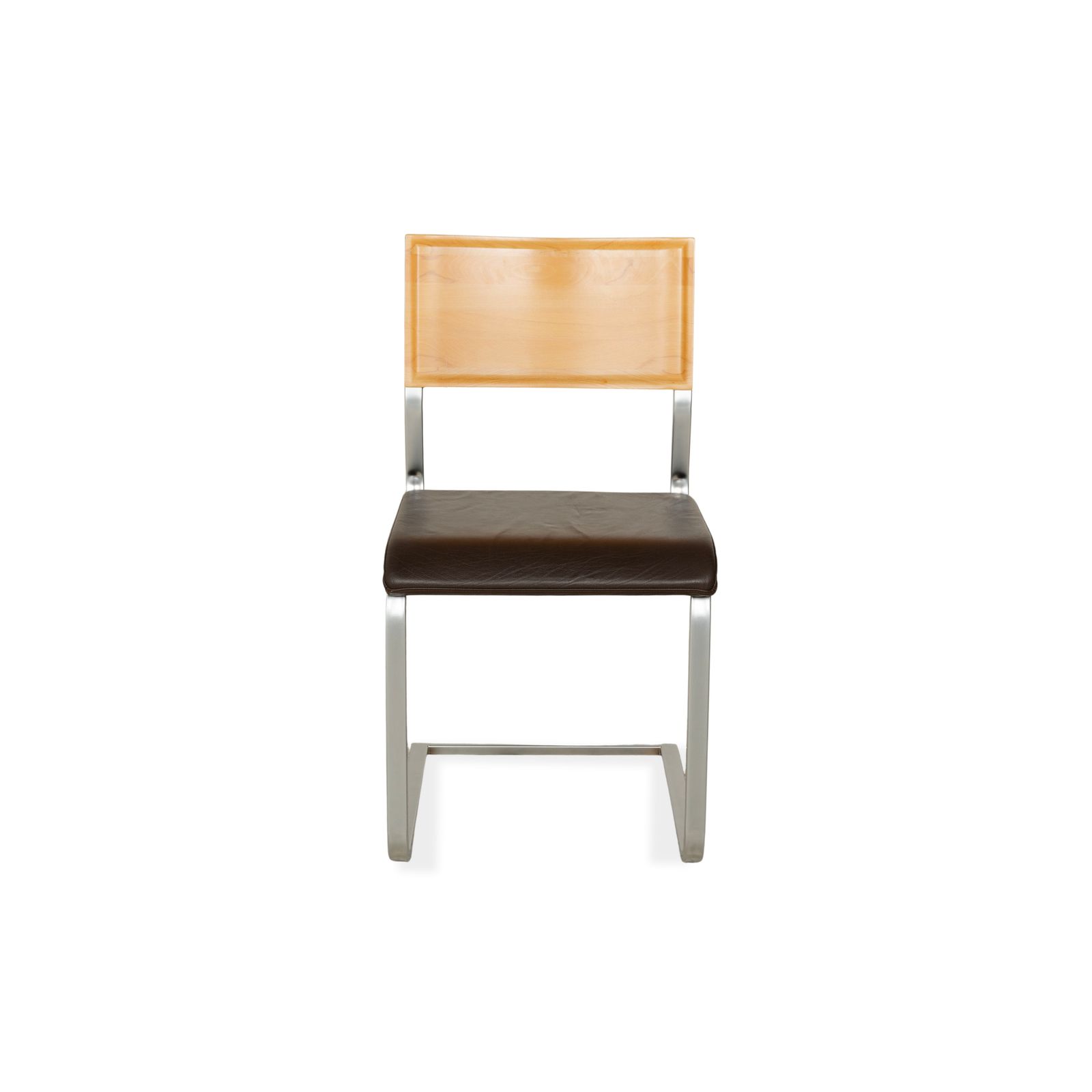 Set Of 6 Wöstmann Leather Chairs, Brown Core Beech, Cantilever photo vintage