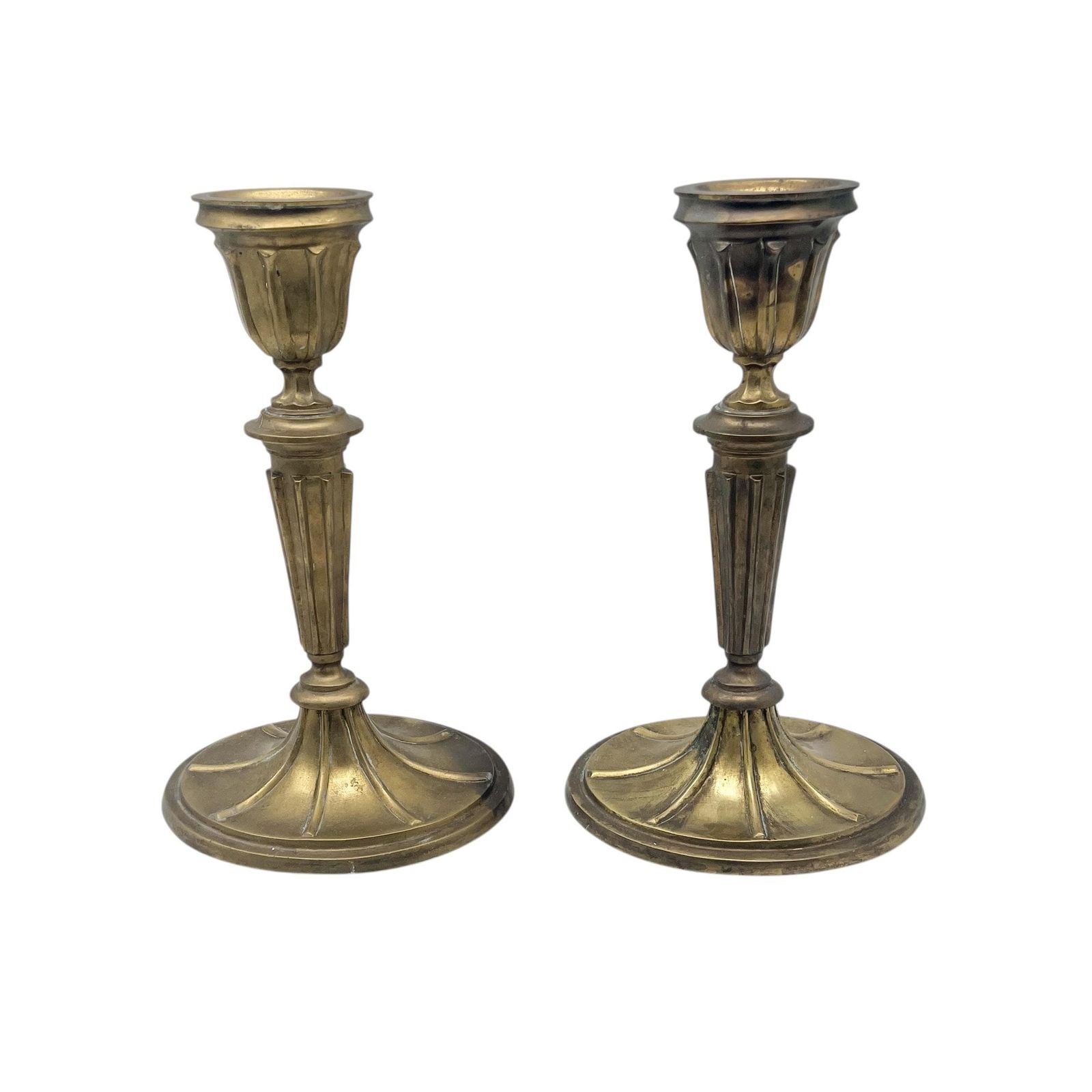 Antique Victorian Heavy Pair Of Brass Oval Based Candlesticks   Country House Decor   Home Decor photo furniture