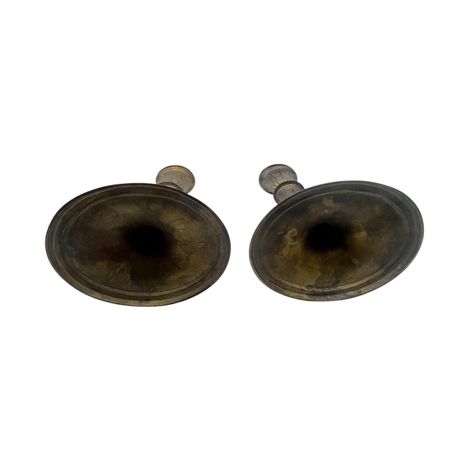 Antique Victorian Heavy Pair Of Brass Oval Based Candlesticks   Country House Decor   Home Decor photo buy
