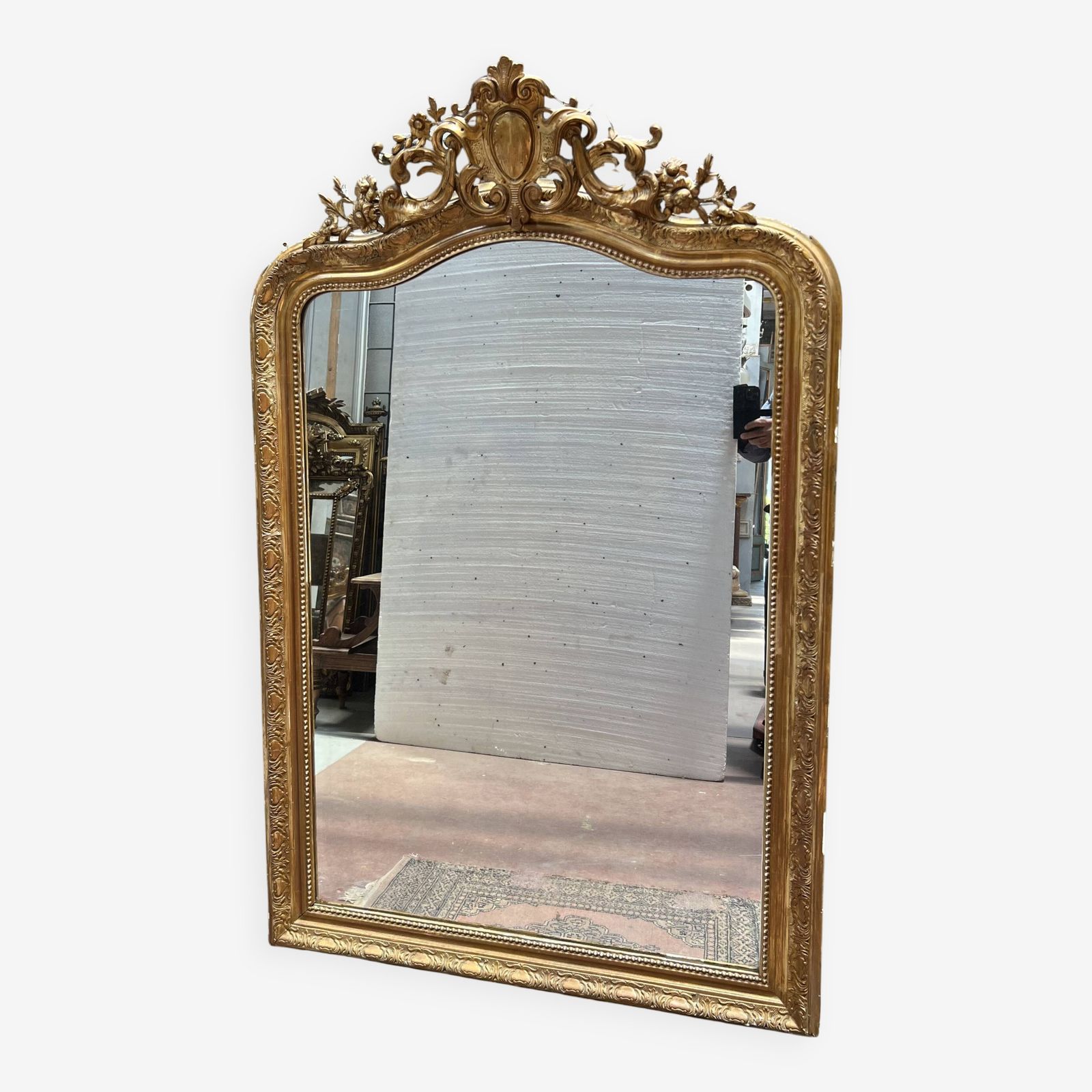 photo buy Louis XV Style Mirror In Wood And Gilded Stucco, 20th Century