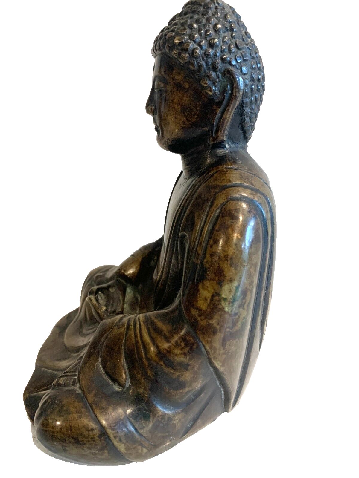 Bouddha En Bronze Massif A Patine Brune XX Siècle photo buy