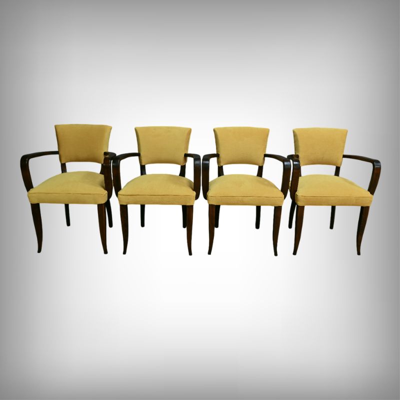 Set Of 4 Bridge Armchairs, Art Deco, J.Leleu Style – 1940