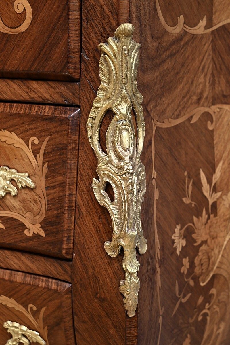 photo buy Secretary In Precious Wood Marquetry, Transition Style, Napoleon III Period – Mid 19th Century