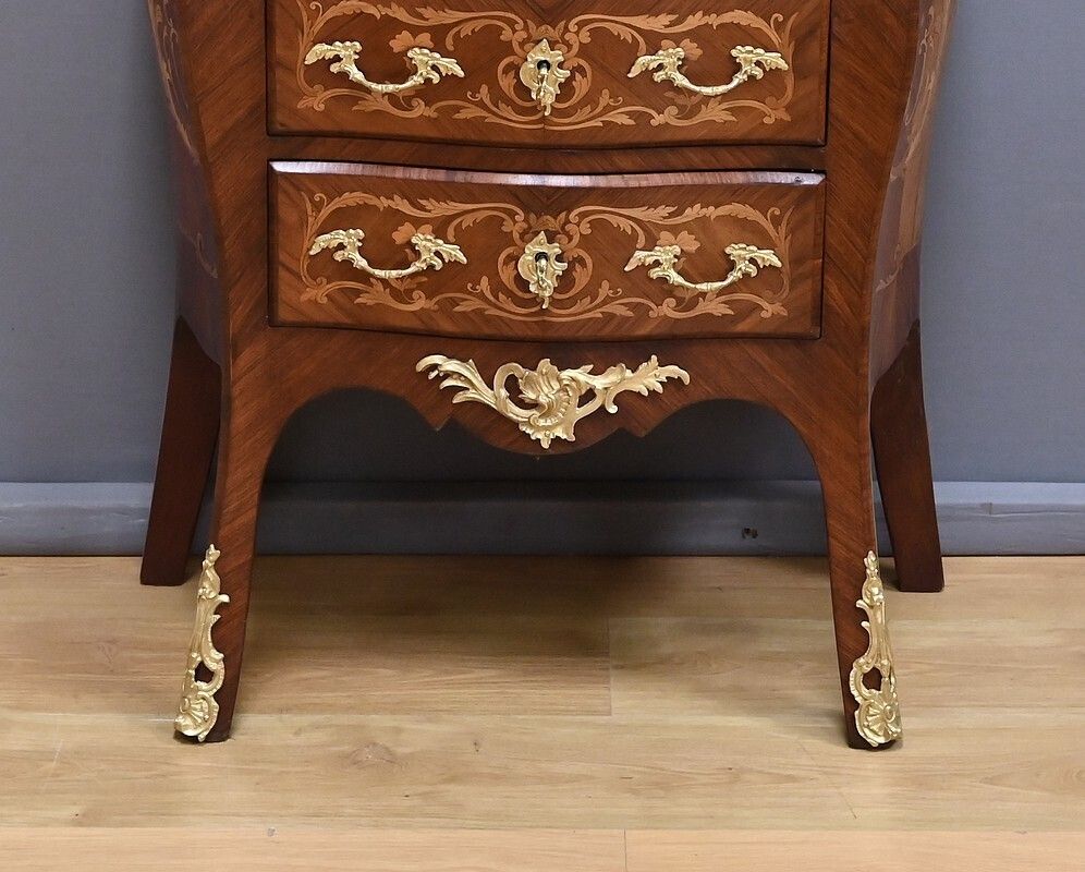 photo vintage Secretary In Precious Wood Marquetry, Transition Style, Napoleon III Period – Mid 19th Century