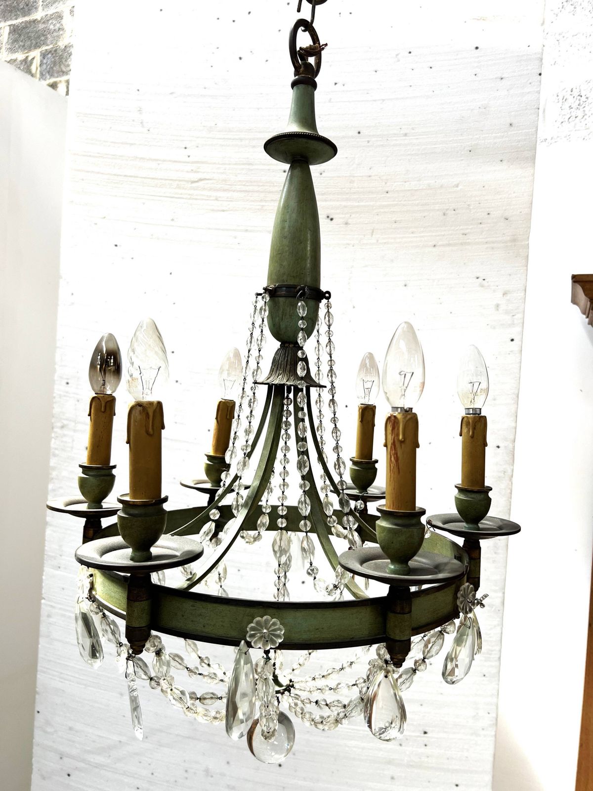 Empire Style Chandelier With Tassels And Patinated Sheet Metal, 20th Century photo furniture