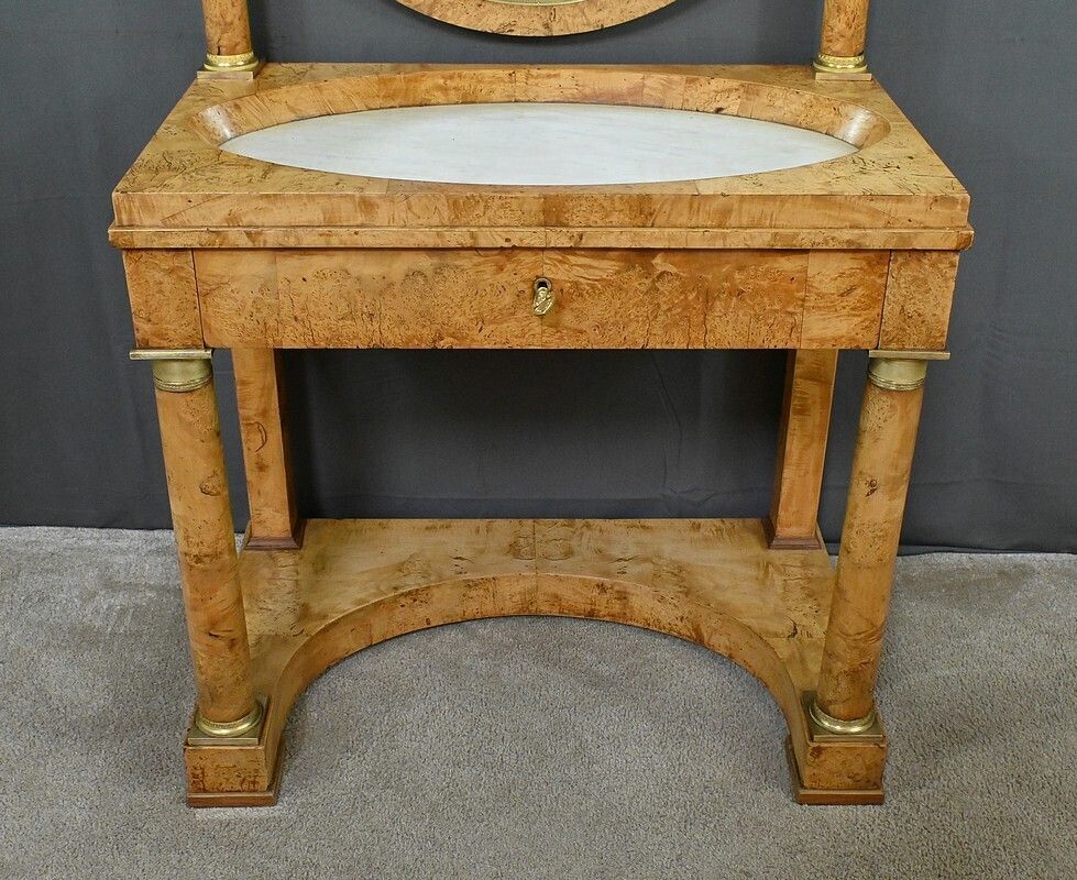 Dressing Table In Elm Burl Veneer, Empire Period – Early 19th Century photo buy