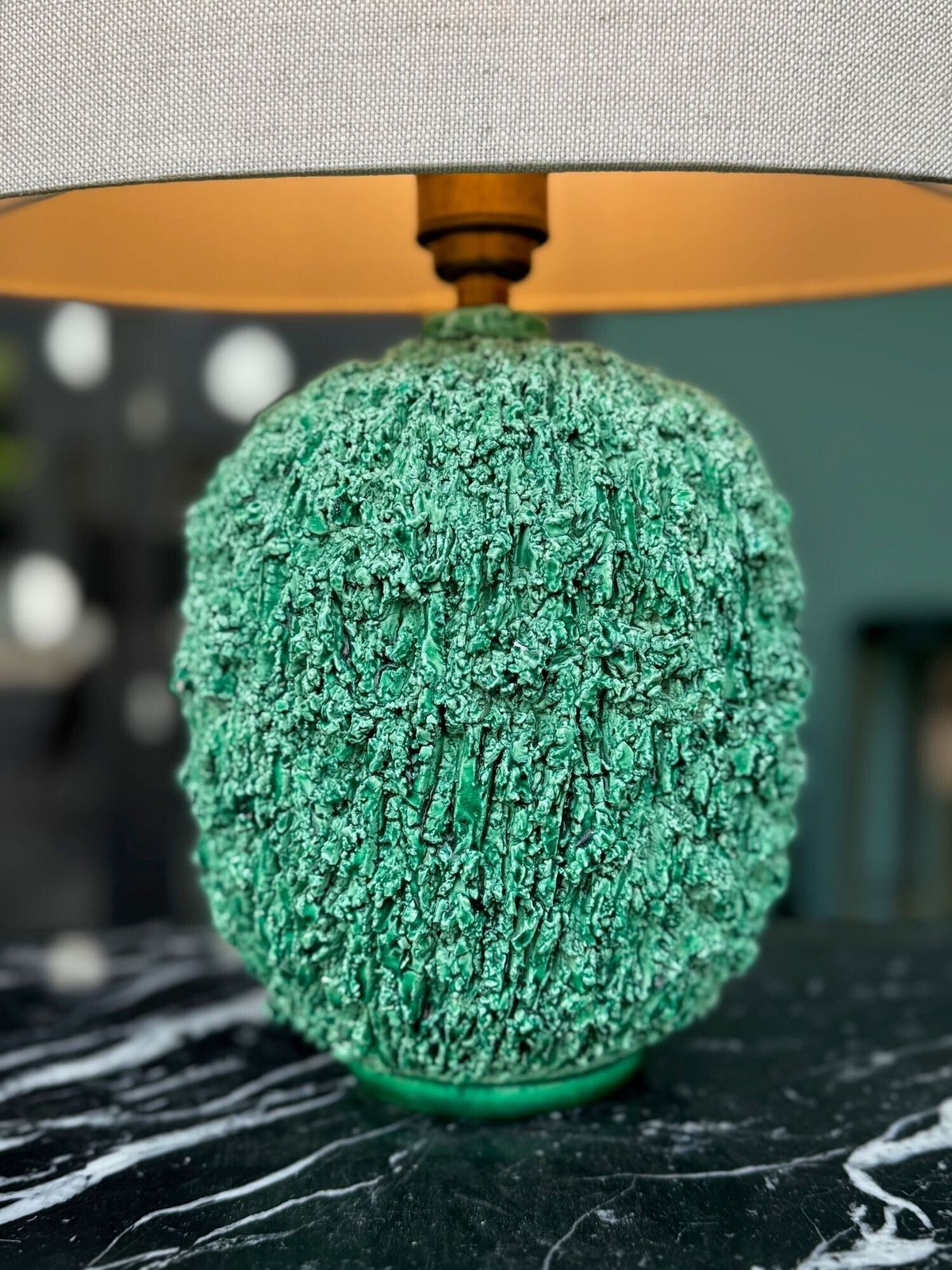 photo buy A 1950s Studio Pottery "Hedgehog" Lamp By Gunnar Nylund For Rörstrand In Vibrant Green.