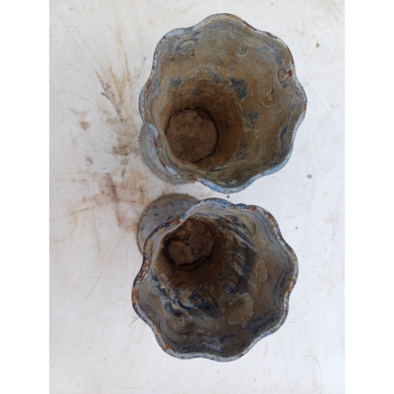 Pair Of Cast Iron Vases 1900 From Charleville Mézières photo vintage