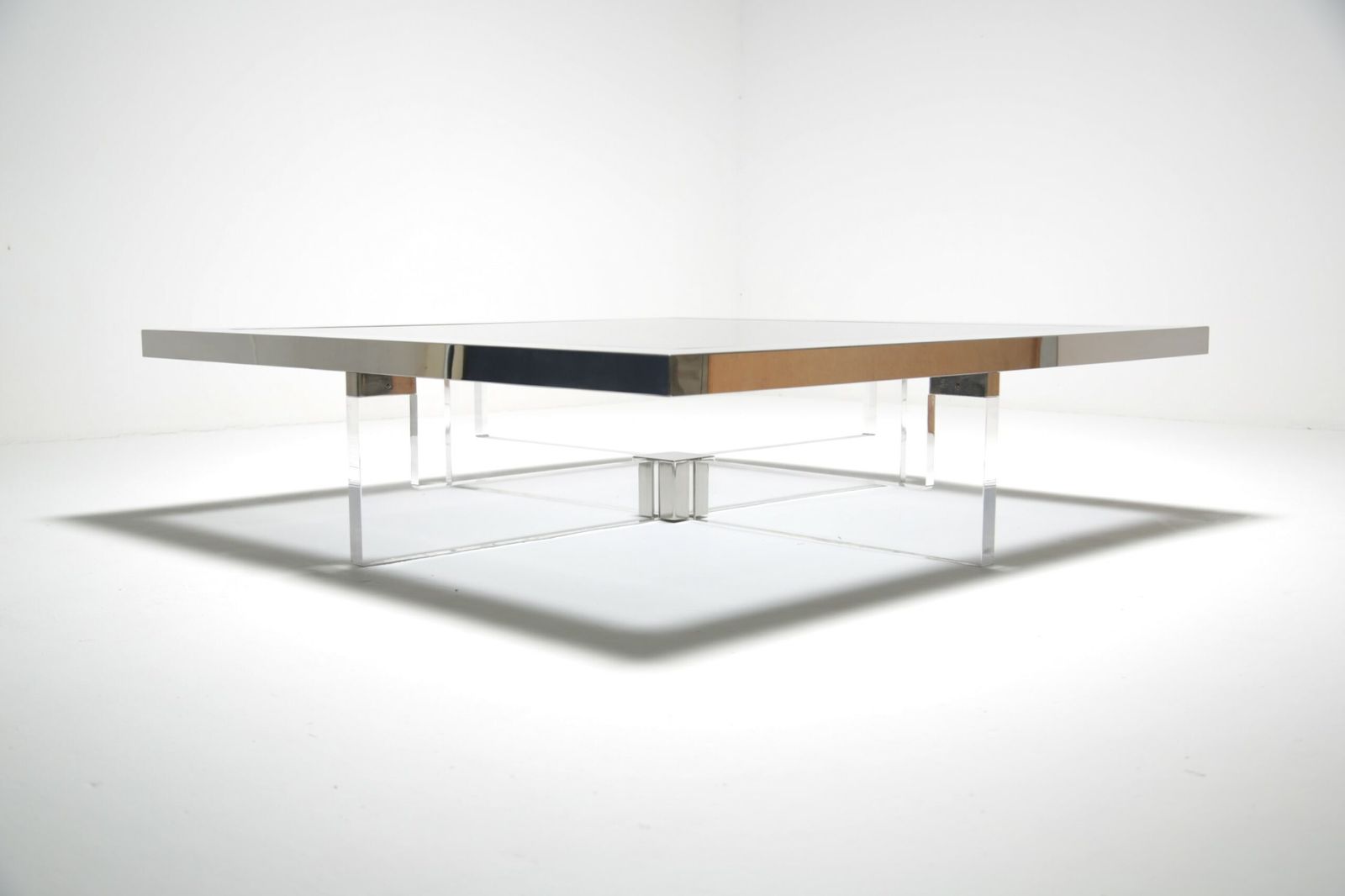 Mid Century Salontafel Van Lucite, Staal, Messing En Glas Door Sandro Petti Voor Angelo Metalarte, Jaren 1970. photo vinterior