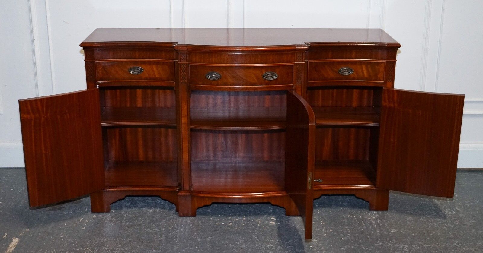 photo furniture Vintage Serpentine Bow Front Sideboard With Drawers & Cupboard By Wade Furniture