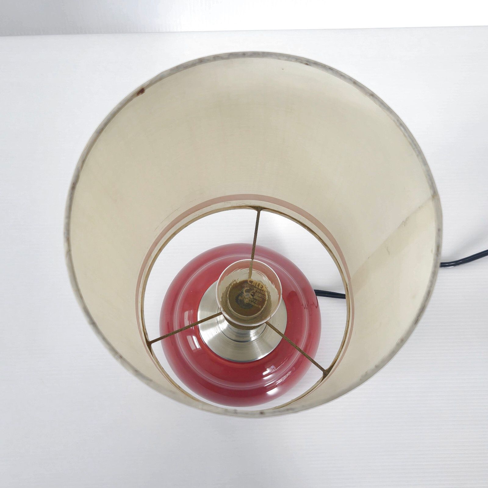 Vintage 1960s Old Pink Ceramic & Steel Brush Table Lamp 60s Retro photo Lighting
