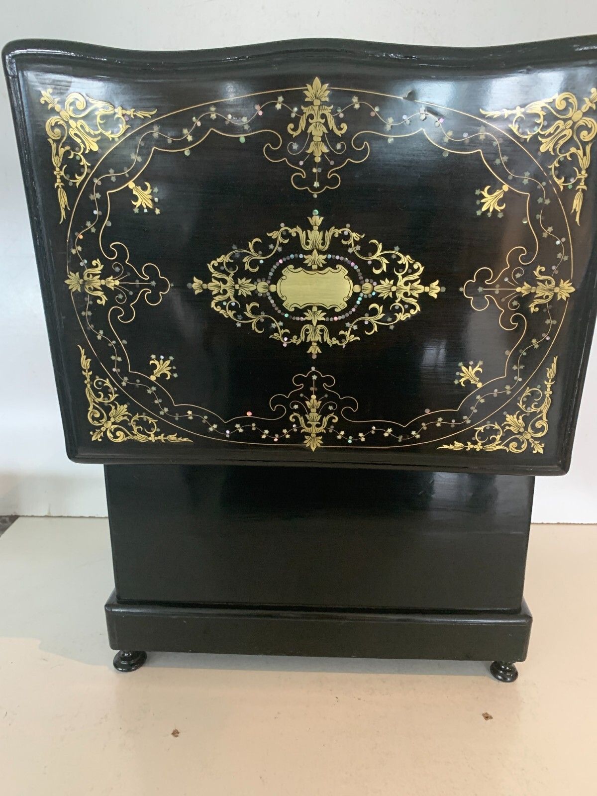 Complete Liquor Cellar Napoleon III Marquetry Ball Old Box photo vintage