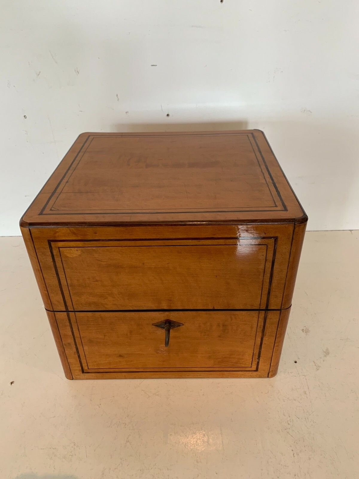 Charles X Style Lemon Wood Veneer Liquor Cellar 19th Century photo vintage