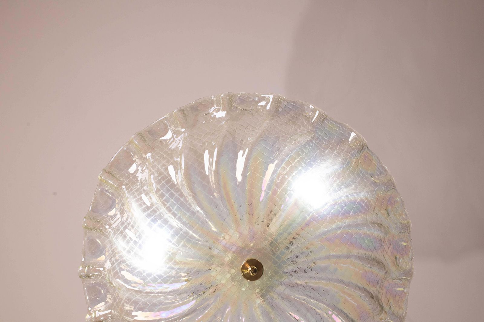 photo furniture Charming Italian Iridescent Murano Glass Ceiling Fixture, Murano, 1960