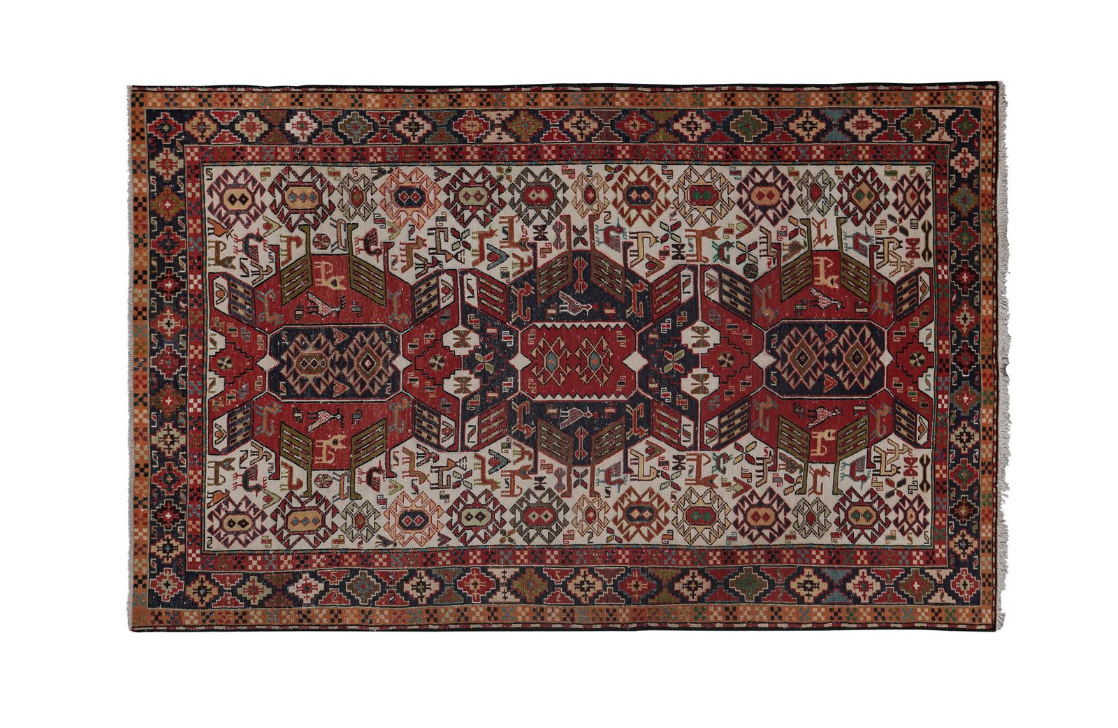 Vintage Animal Pattern Soumac Kilim Rug 4'' X 6'3''
