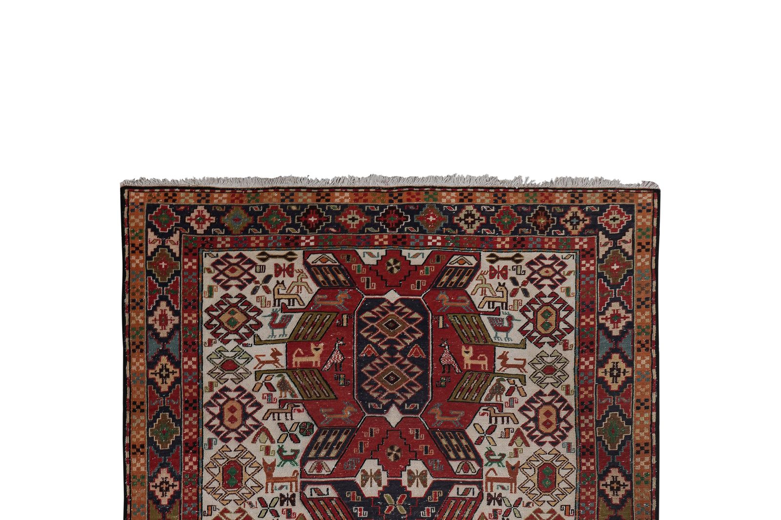 Vintage Animal Pattern Soumac Kilim Rug 4'' X 6'3'' photo Textiles