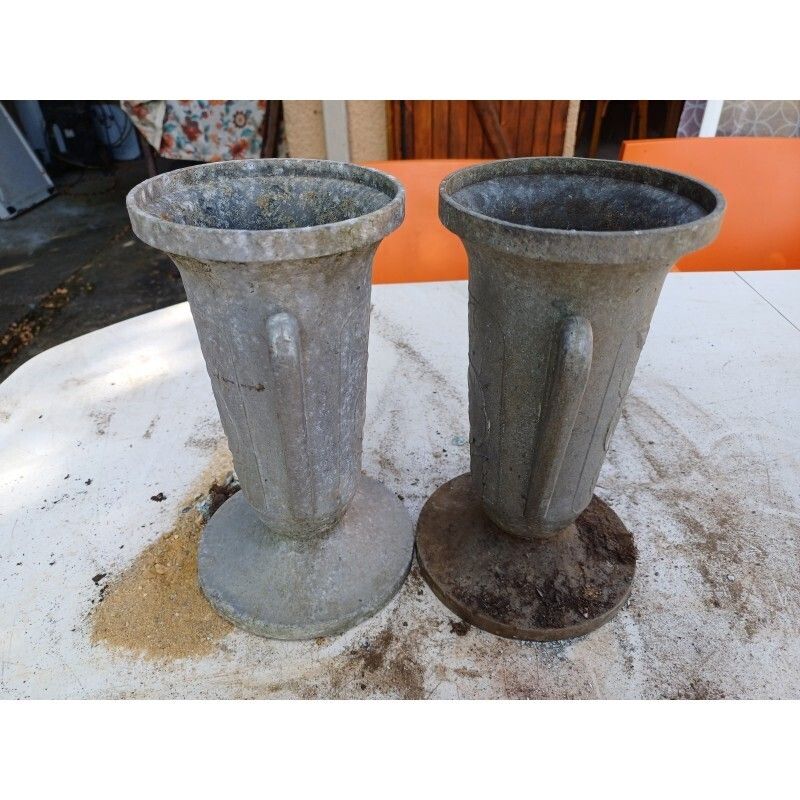 Pair Of Aluminum Vases 1900, 1900s photo buy