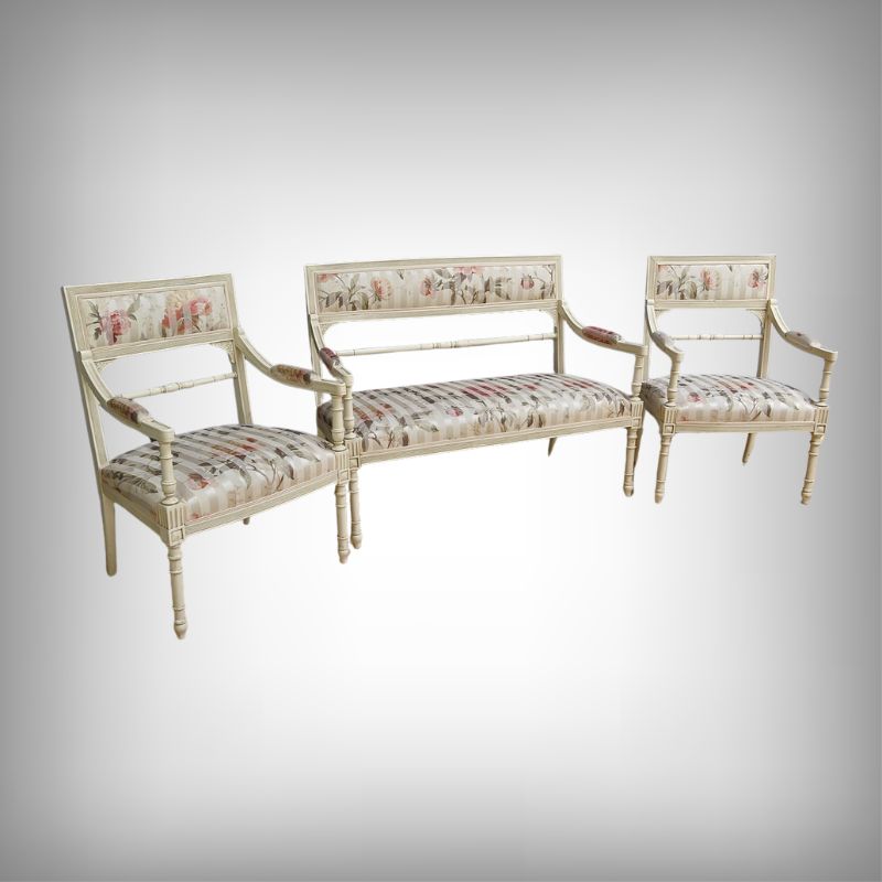 Louis XVI Style Living Room With Benches And Armchairs – 2nd Part Of The 20th Century photo furniture