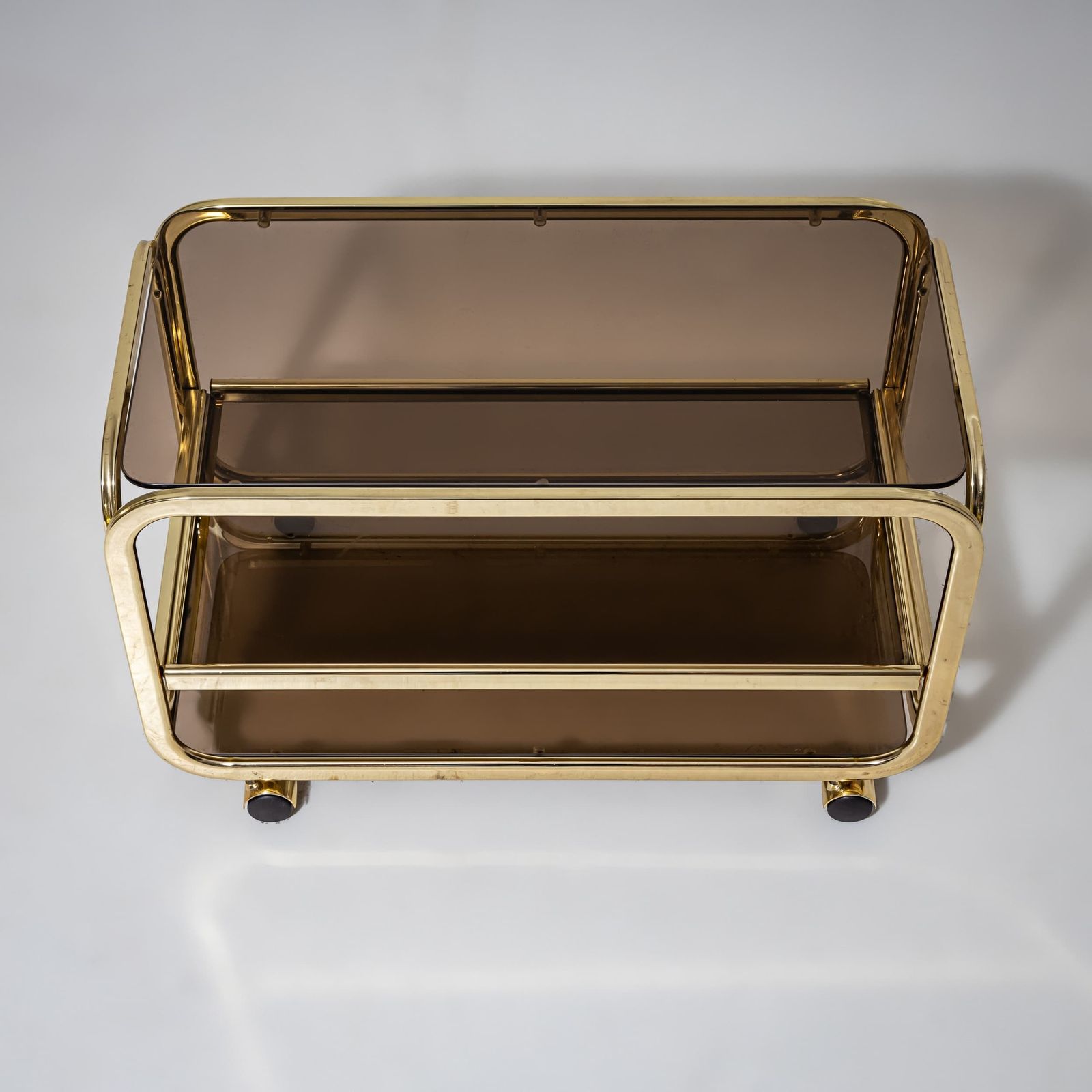Vintage Brass And Smoked Glass Bar Cart, 1980s photo 560.0