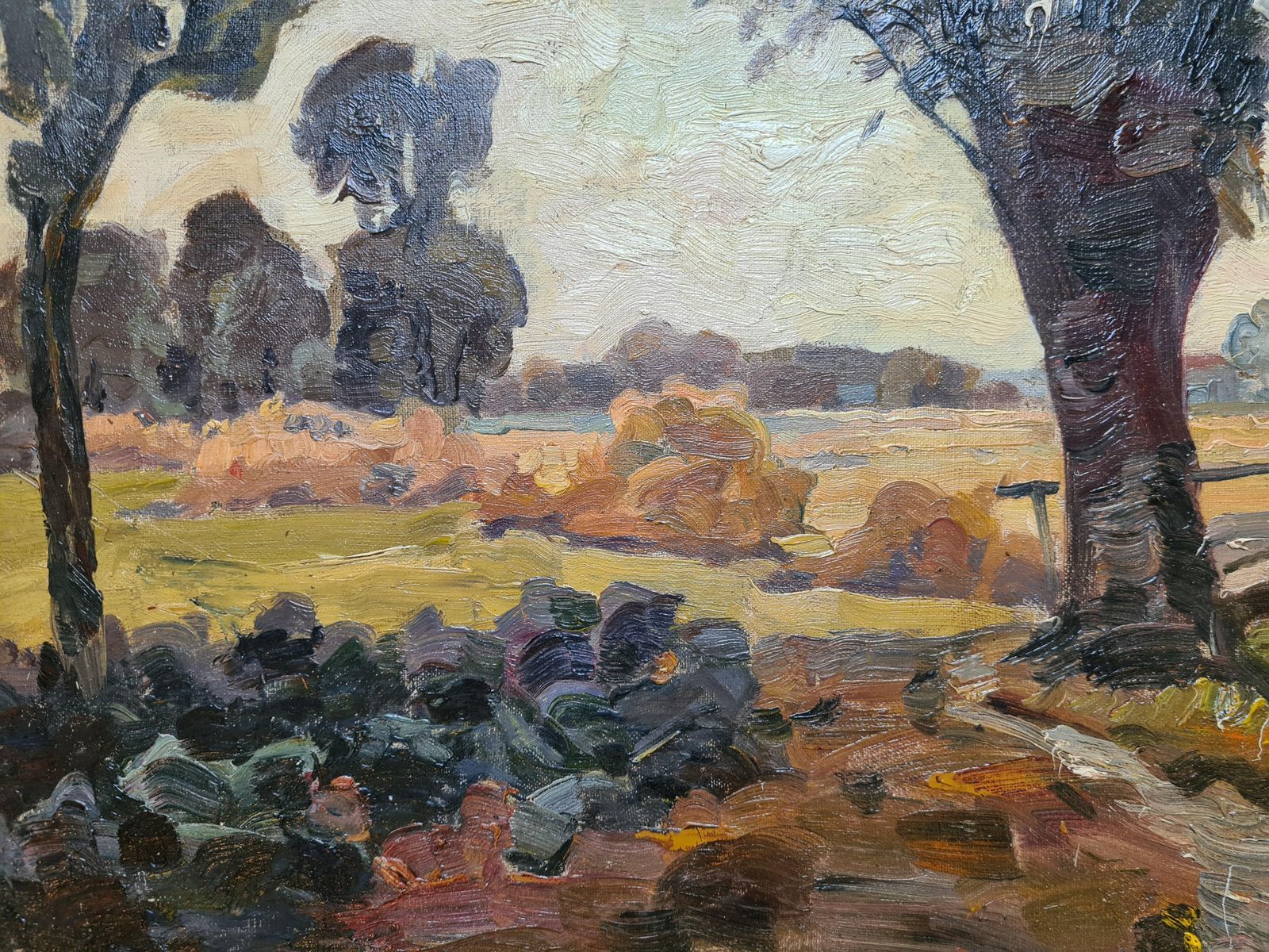 Mid Century Expressionist Landscape, Oil On Canvas. The Countryside By Elemer Vagh Weinmann photo Art