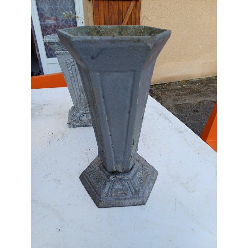 Set Of 8 Cast Iron And Aluminum Vases 1900 photo buy