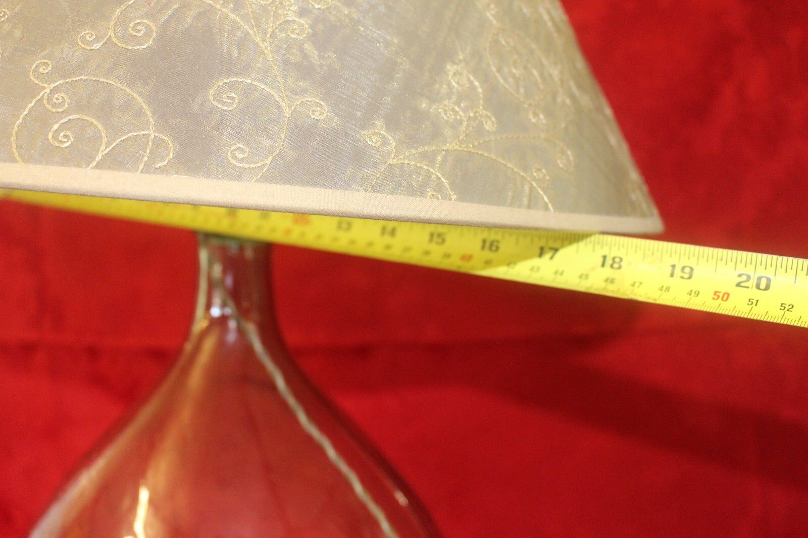 photo for sale French Unique Large Glass Round Shape Lamp With Cream Shade 60 X 47cm Desk Table