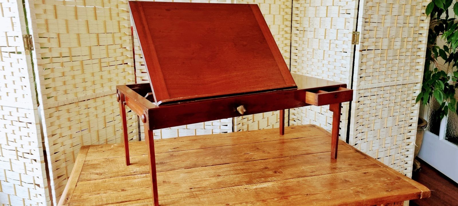 photo furniture 19th Century Mahogany Campaign, Folding Desktop Writing Table