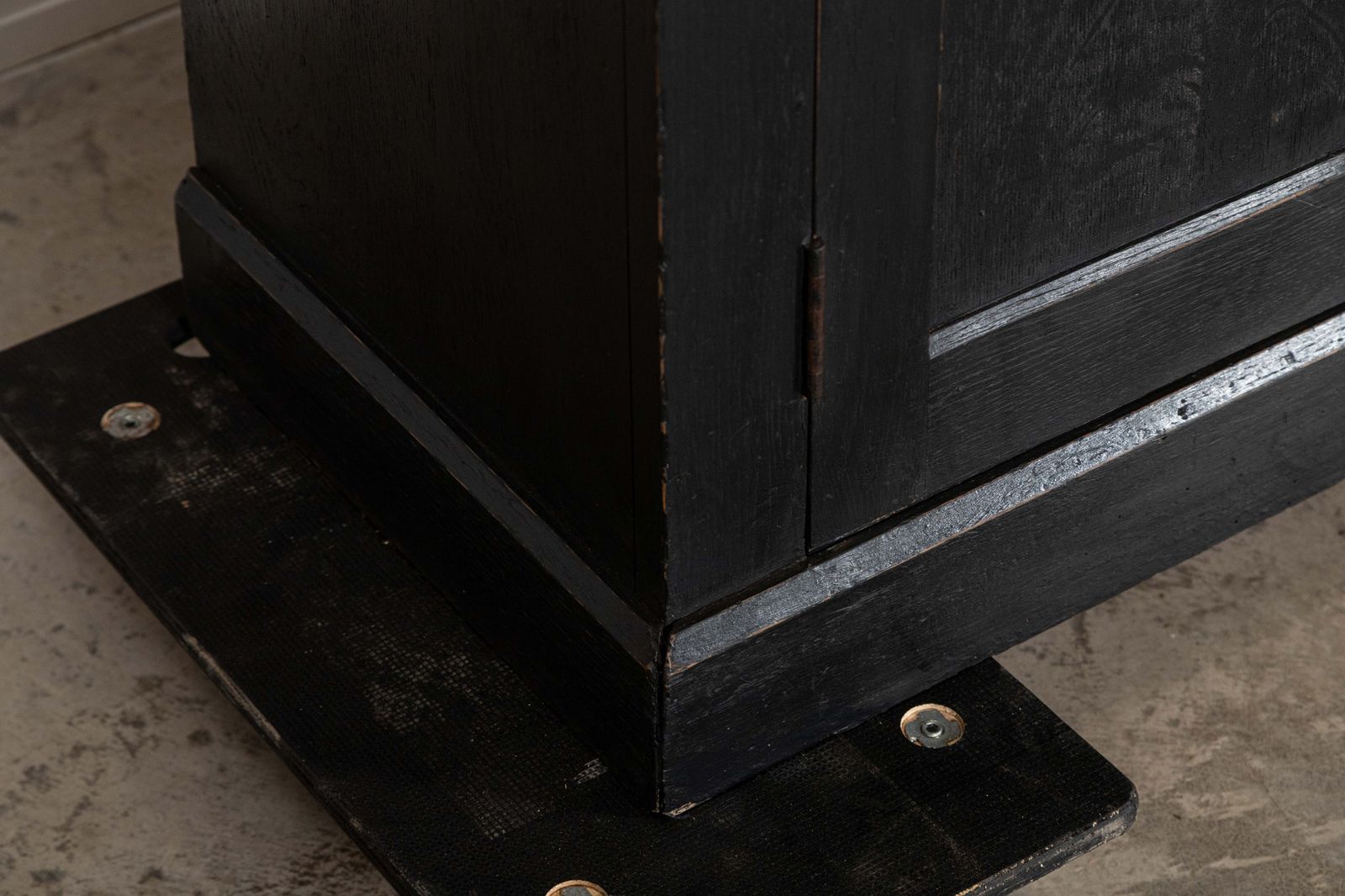 Large 19thc English Ebonised Oak Glazed Cabinet photo vintage