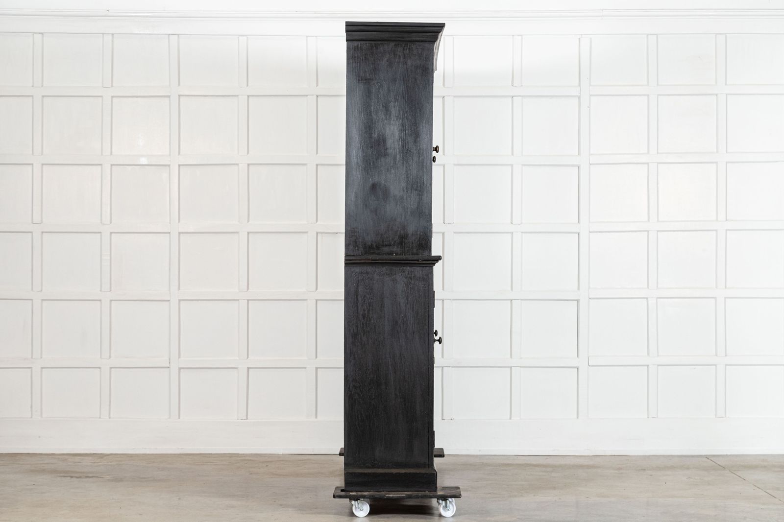 Large 19thc English Ebonised Oak Glazed Cabinet photo vinterior