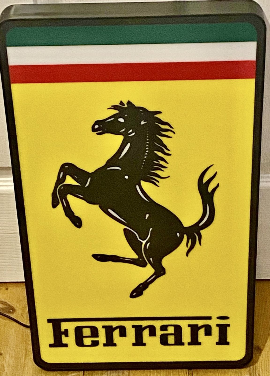 Ferrari Illuminated Light Up Garage Wall Art Automotive Automobile Sign Dealer Showroom Signage 458 Portofino 488 Roma 296 F1 Formula 1 Scuderia Race