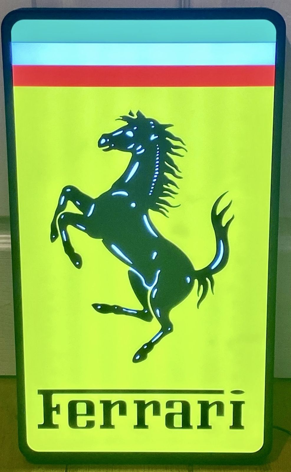 Ferrari Illuminated Light Up Garage Wall Art Automotive Automobile Sign Dealer Showroom Signage 458 Portofino 488 Roma 296 F1 Formula 1 Scuderia Race photo Home Decor