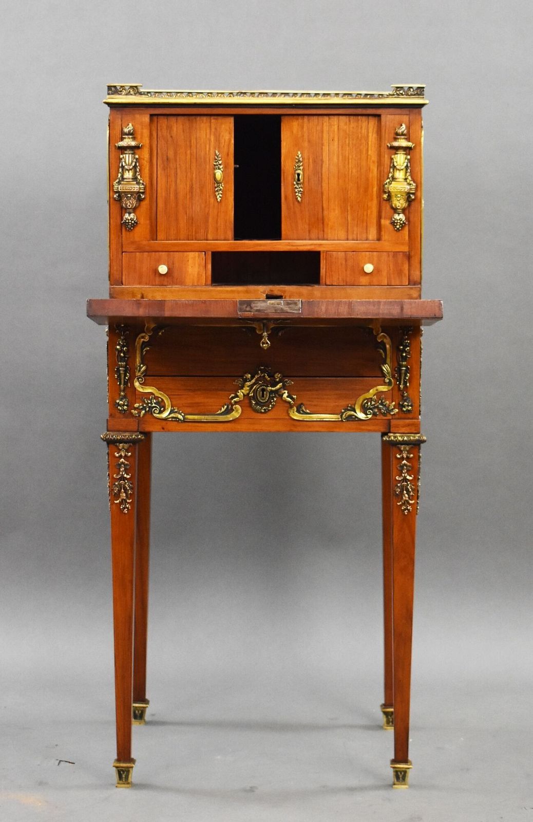 photo for sale 19th Century French Satinwood Bonheur Du Jour With Ormolu Mounts