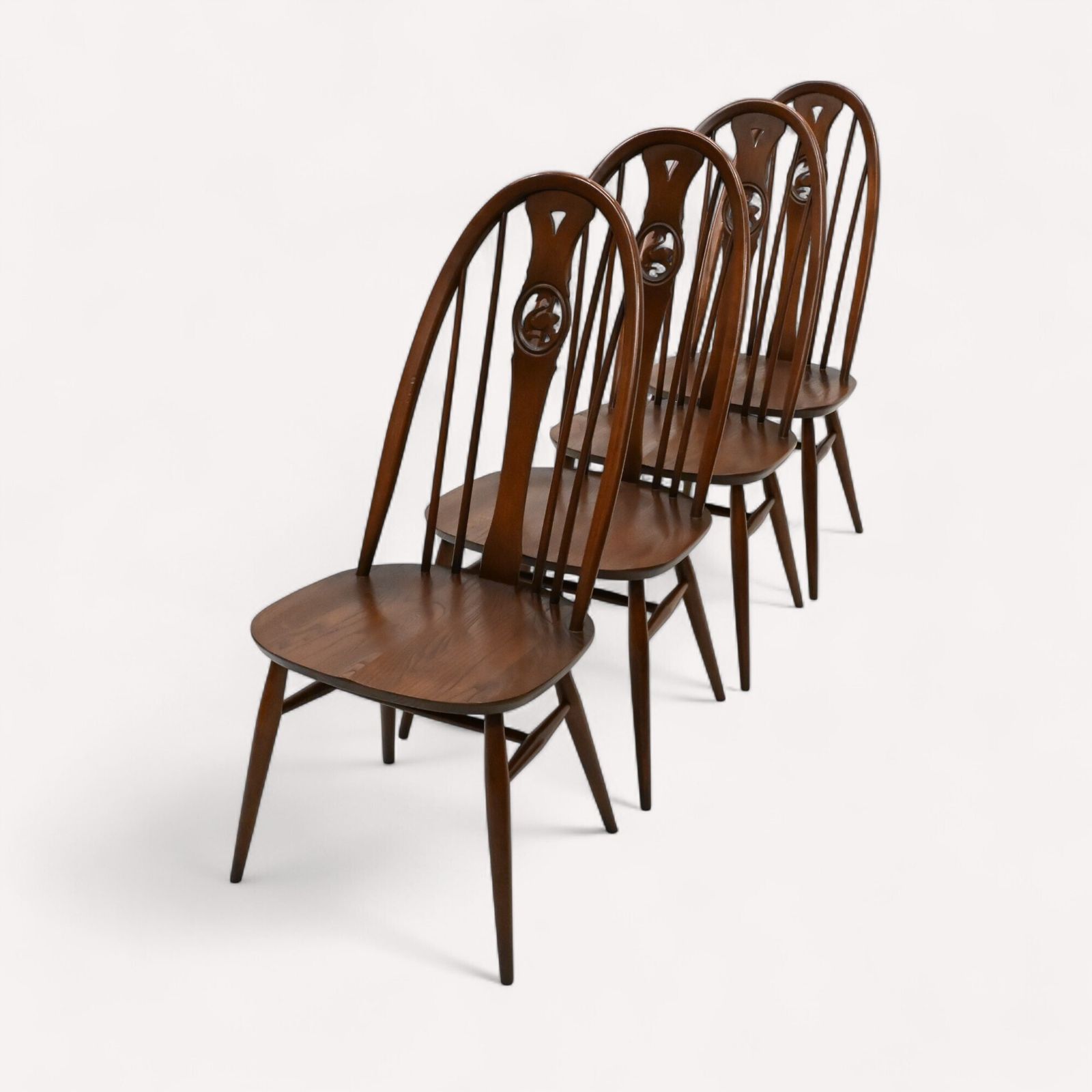 4 Ercol Dining Chairs Windsor Bow Backs Swan Fruitwood Finish Free Uk Delivery photo furniture