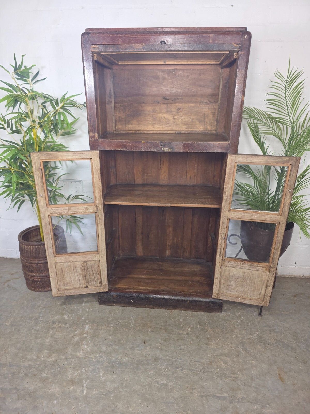 Vintage Indian Glazed Colonial Wooden Kitchen Bathroom Drinks Display Cabinet photo furniture
