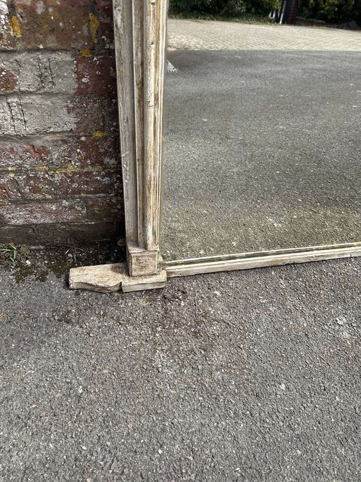 A Wonderful Large Antique English 19th C Shaped Top Painted Overmantle Mirror. photo for sale