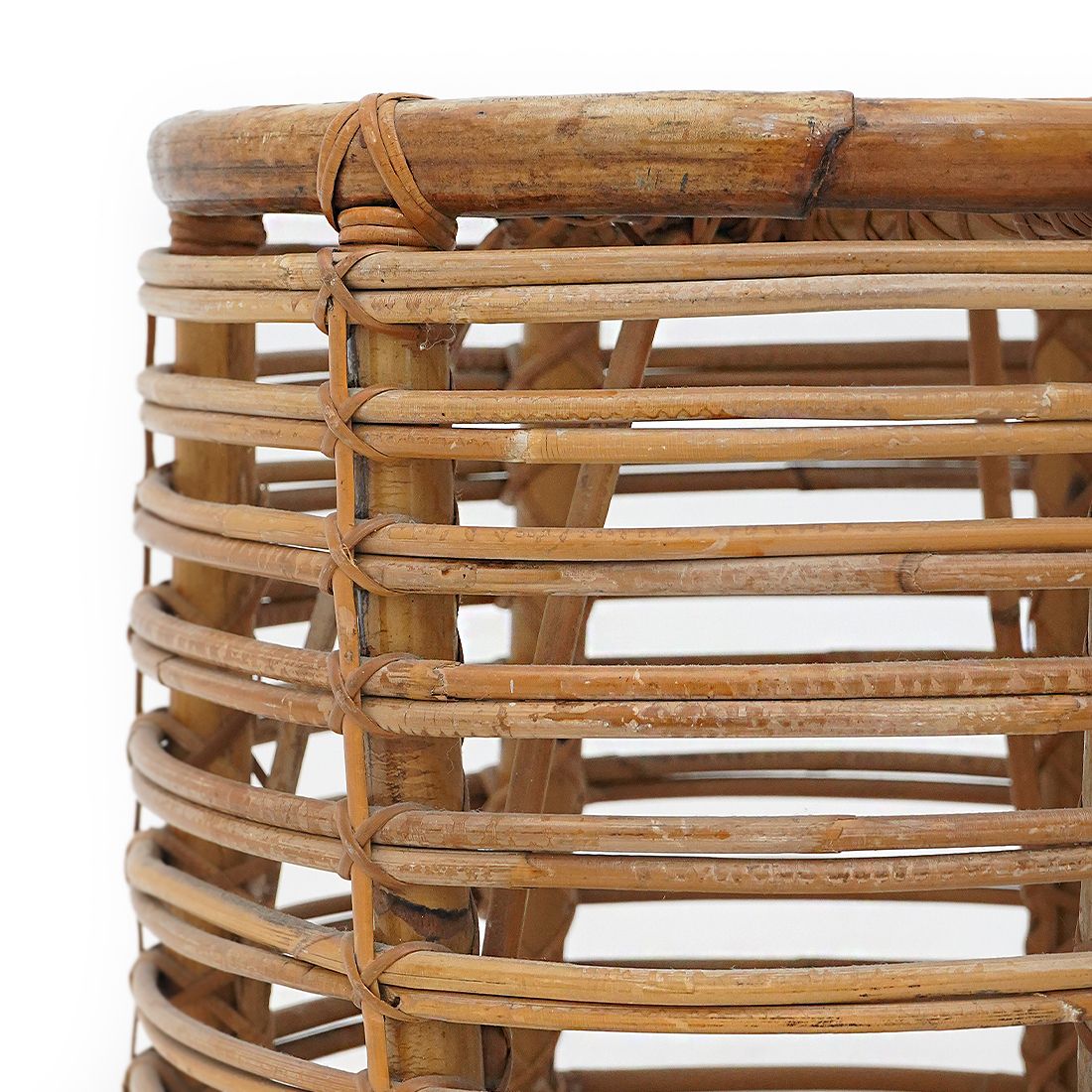 Cylindrical Pouf In Curved Rattan By Castano, 1960s photo 520.0