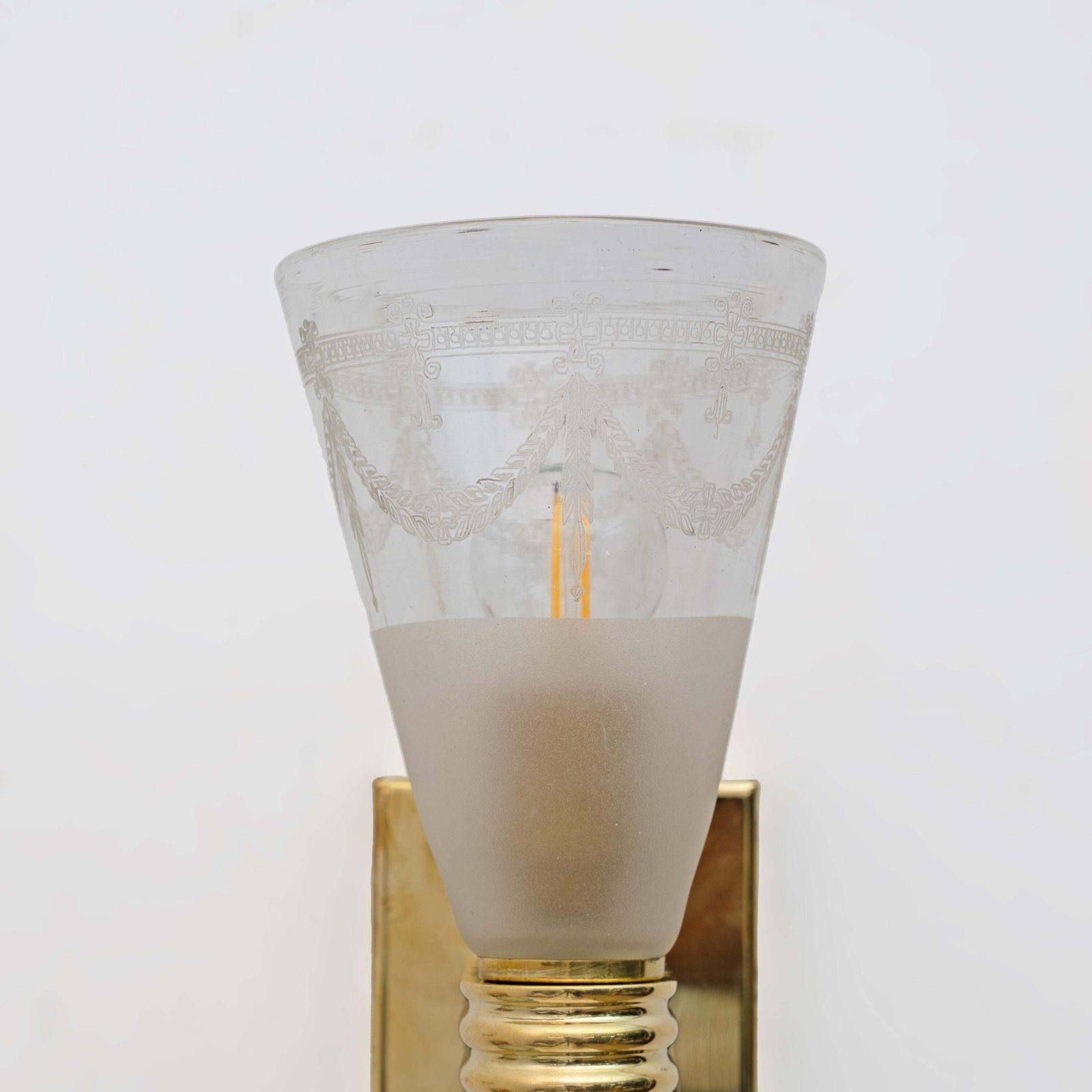 Mid Century Domus Blown And Angraved Murano Glass Sconces, Pair photo for sale