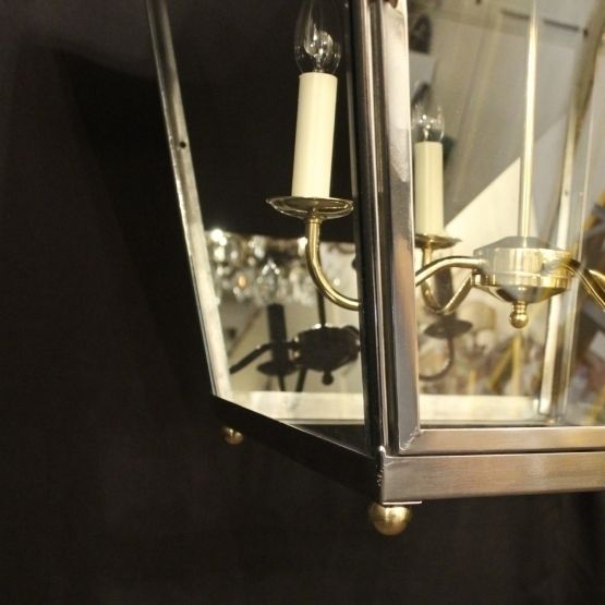 Large Oversized French Steel & Brass 4 Light Antique Lantern photo Lighting
