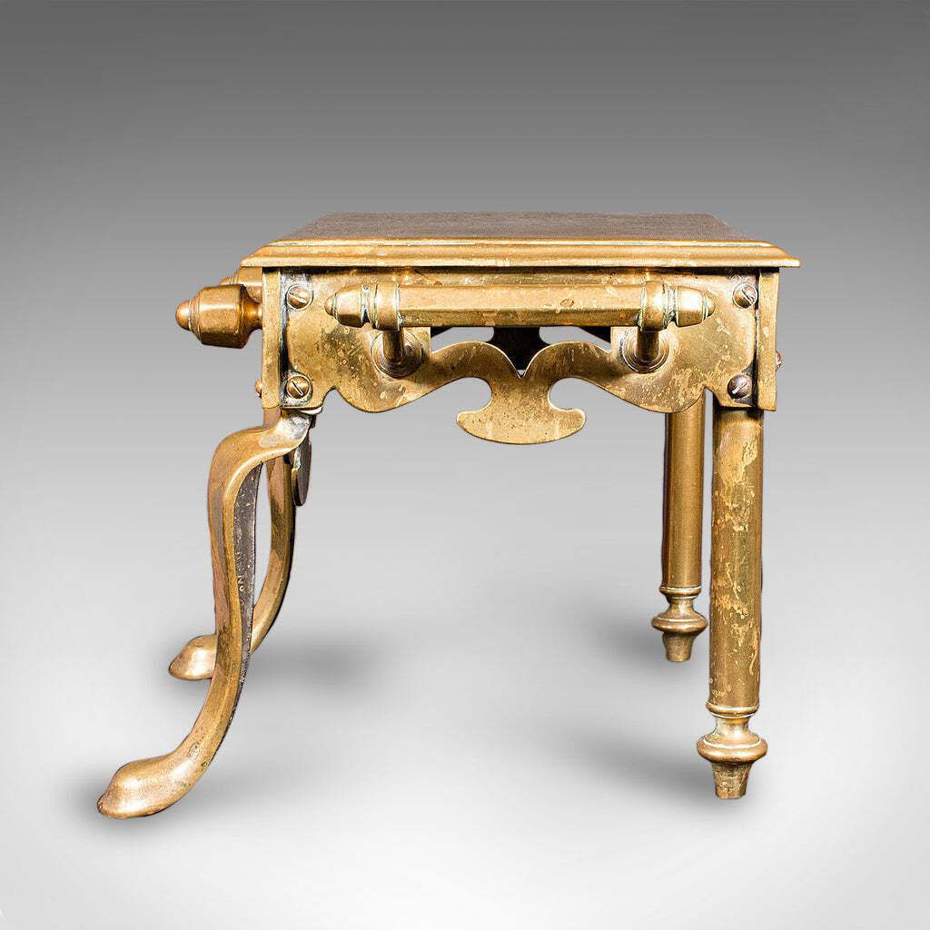 Antique Hearth Footman, English Brass, Fireplace Plate Warmer, Trivet, Victorian photo 1005.0