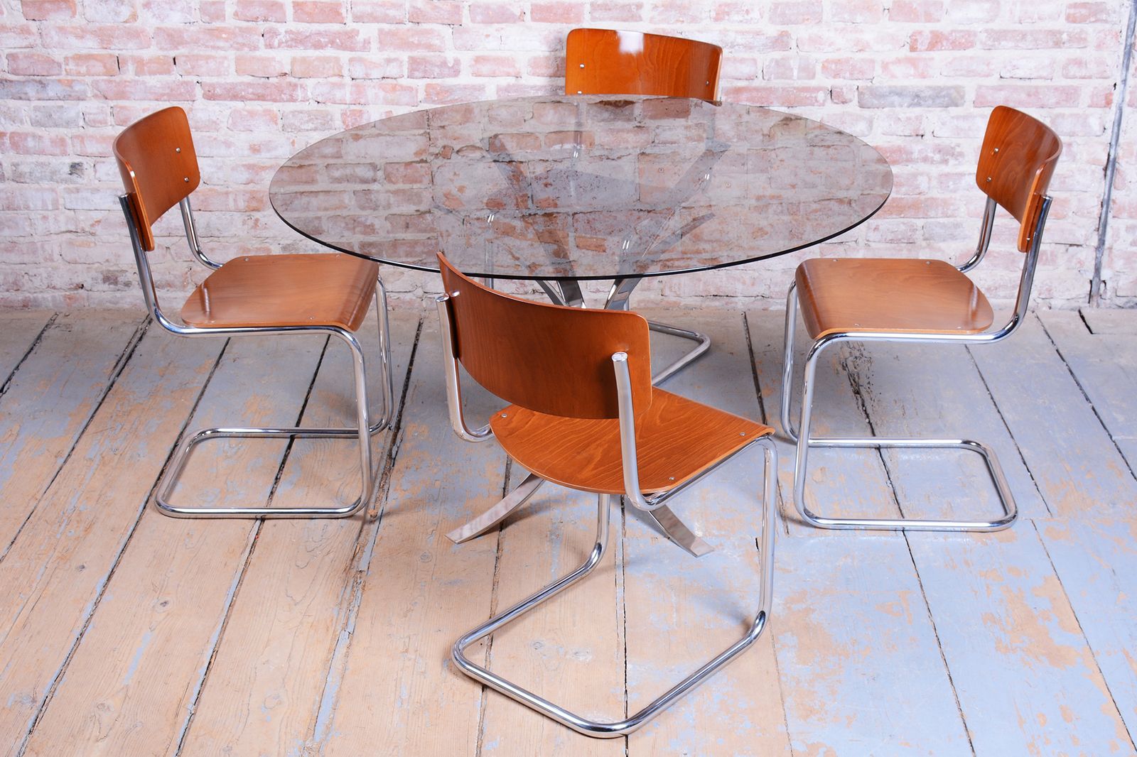 Original Mid Century Dinig Table, By O. Borsani, Chrome, Glass, Italy, 1960s photo 550.0