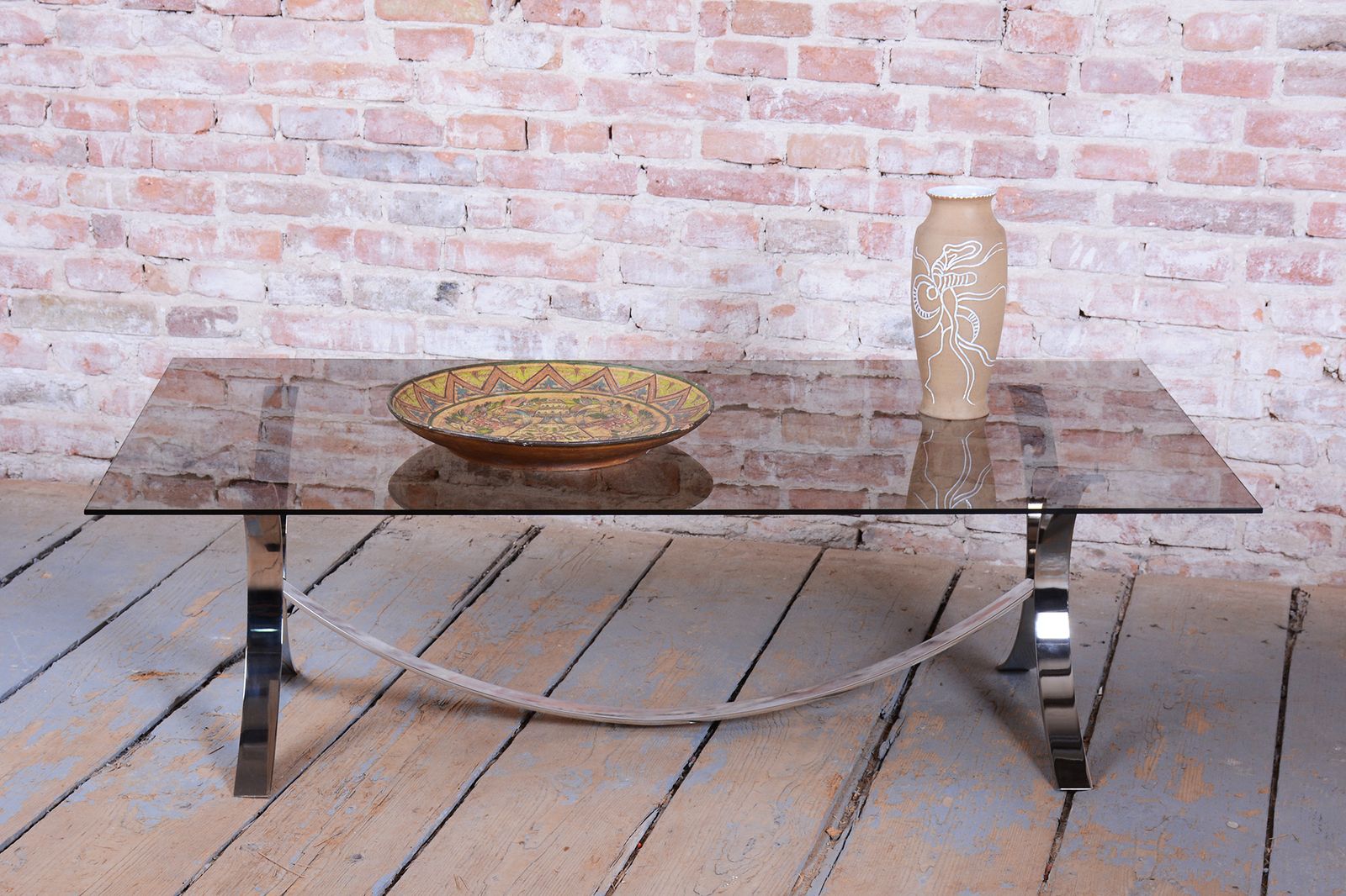 Original Mid Century Dinig Table, By O. Borsani, Chrome, Glass, Italy, 1960s photo vintage