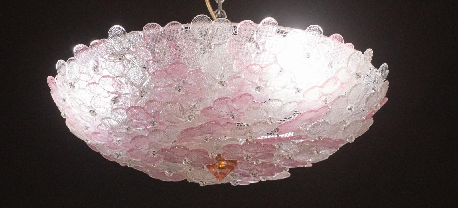 photo furniture Charming Large Size Murano Ceiling Light Pink Flower By Seguso For Venini, Italy
